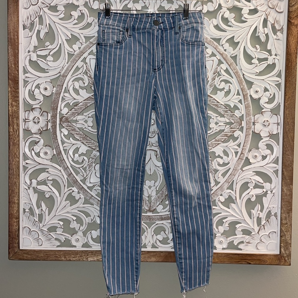 Kut From The Kloth Connie Striped Blue Denim Jeans High Rise Ankle Skinny sz2EUC - Picture 5 of 16